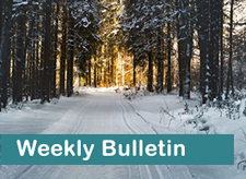 winter scene with words Weekly Bulletin